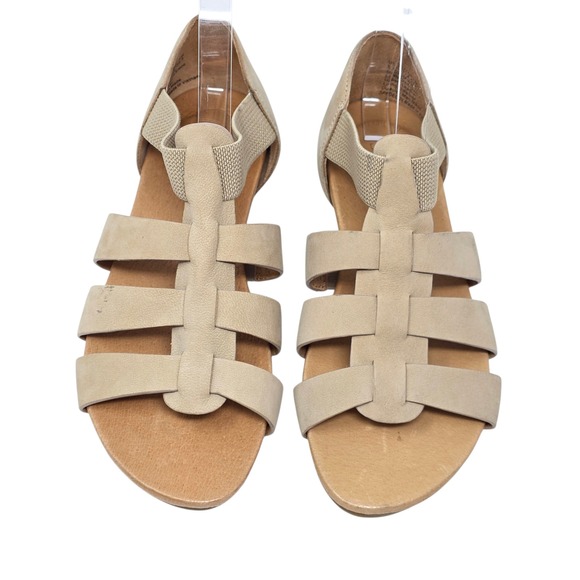 Gentle Souls Strappy Sandals Women Beige Leather‎ Elastic Comfort Flat Size 6.5 - Picture 4 of 10
